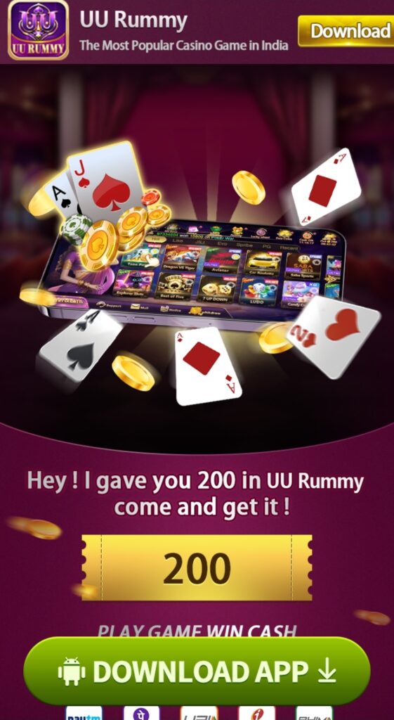 UU Rummy Download: ₹200 Bonus | Real Money Rummy App 4 UU Rummy download